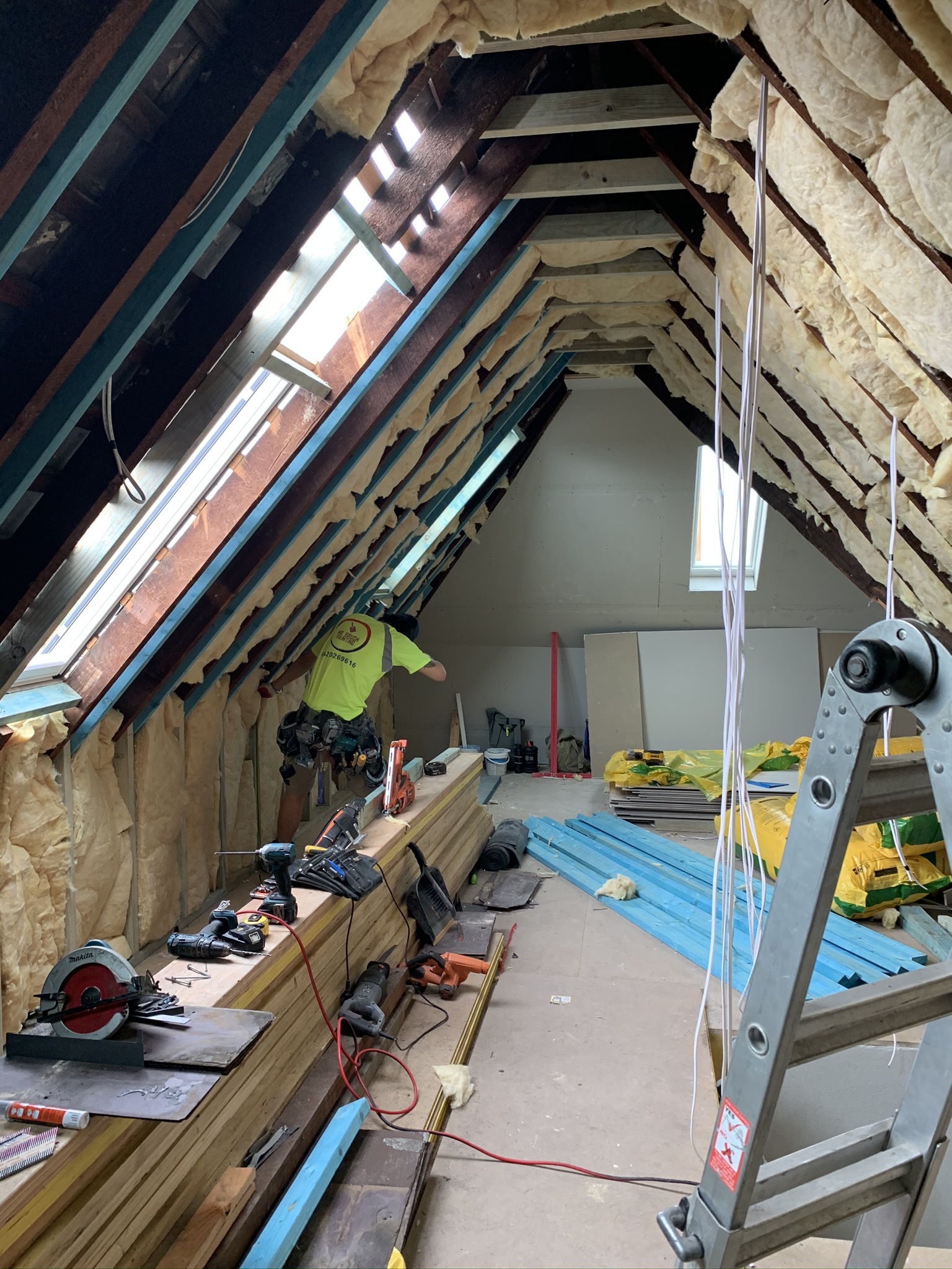 Arncliffe attic during - insulation and framing work
