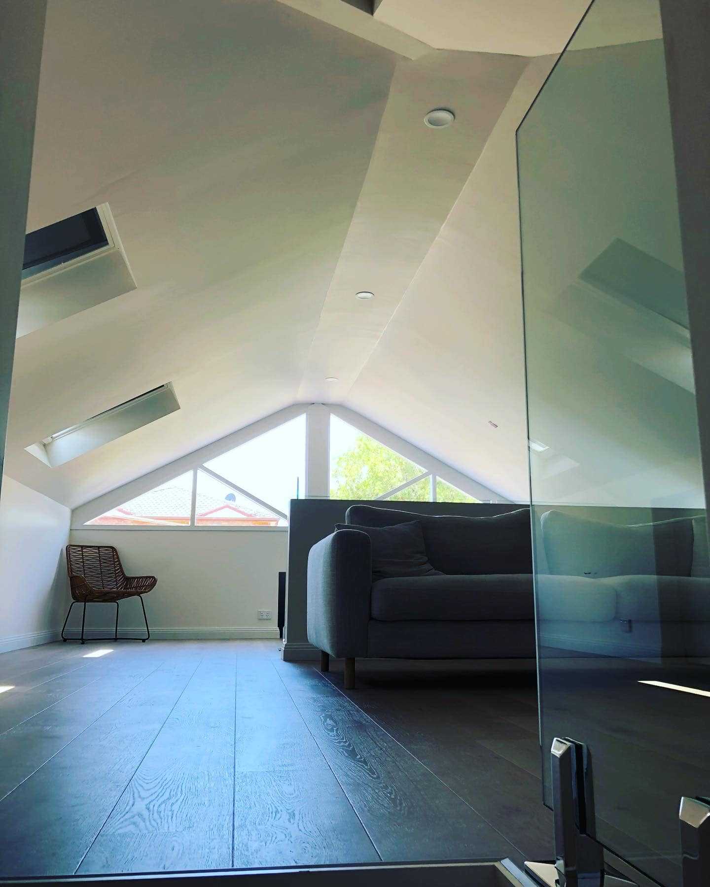 Bexley North attic with glass balustrade and skylights