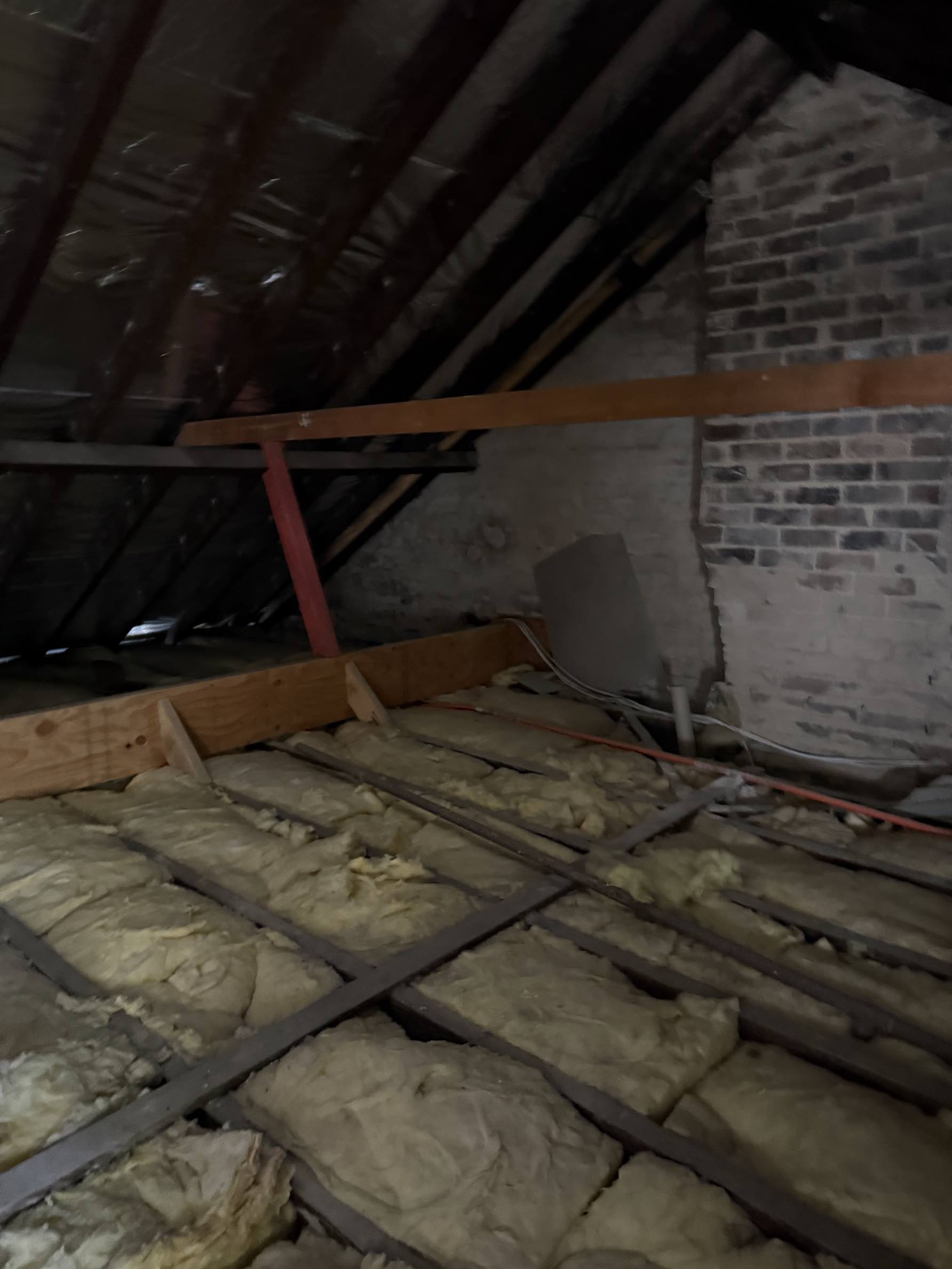 Bondi attic before - exposed brick and framing