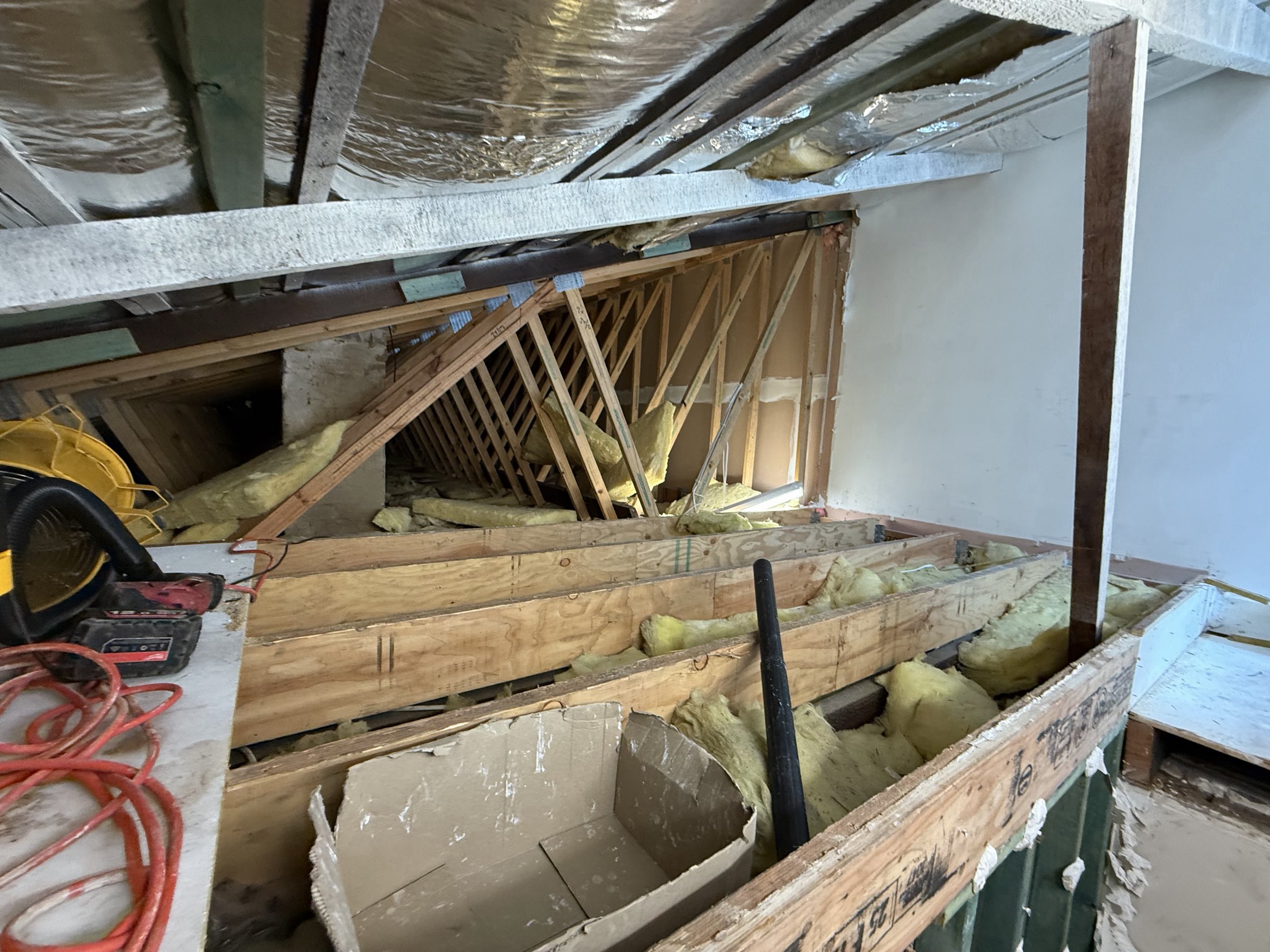 Bondi attic during - insulation and framing work
