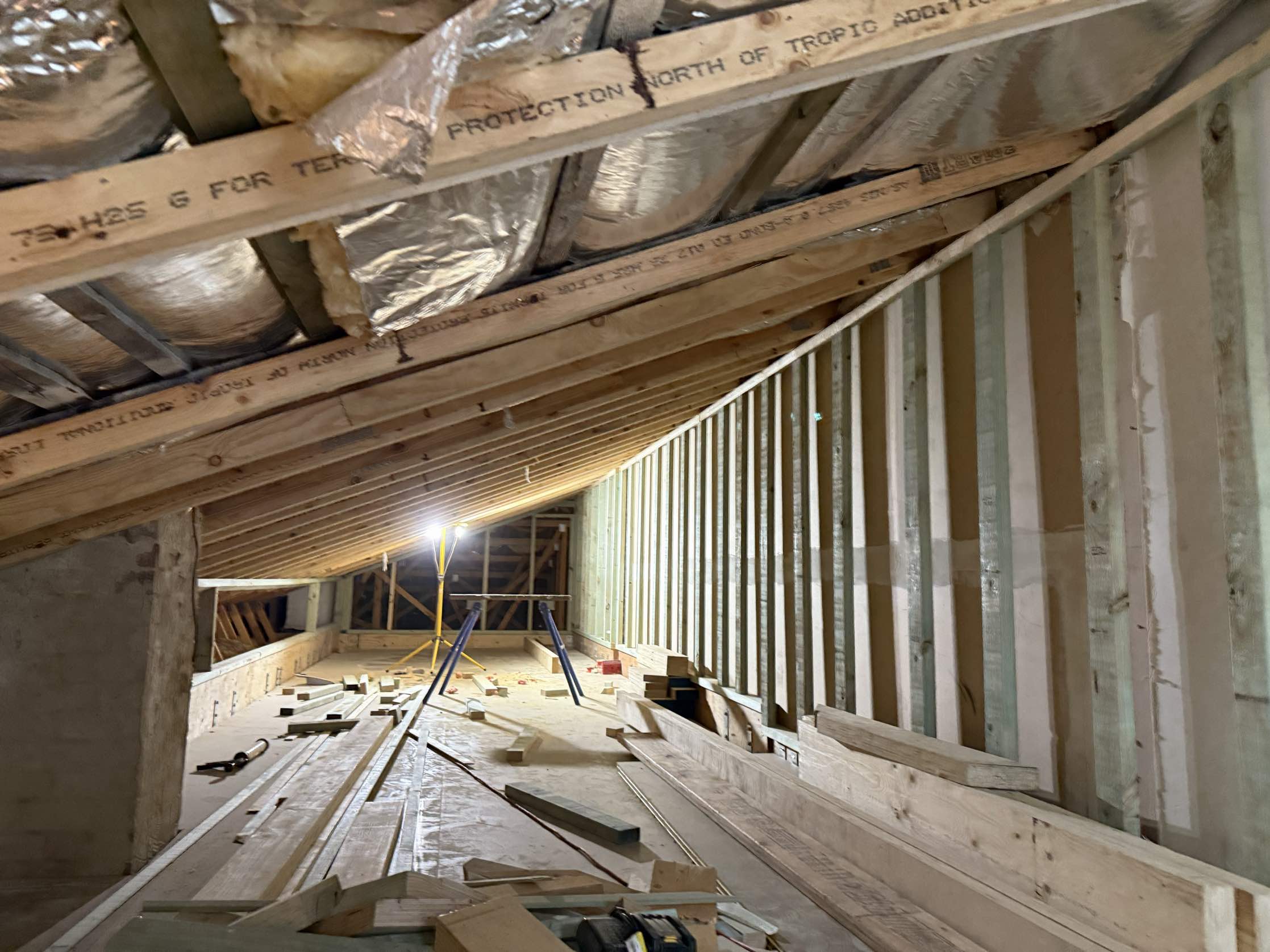 Bondi attic during - wall framing installation