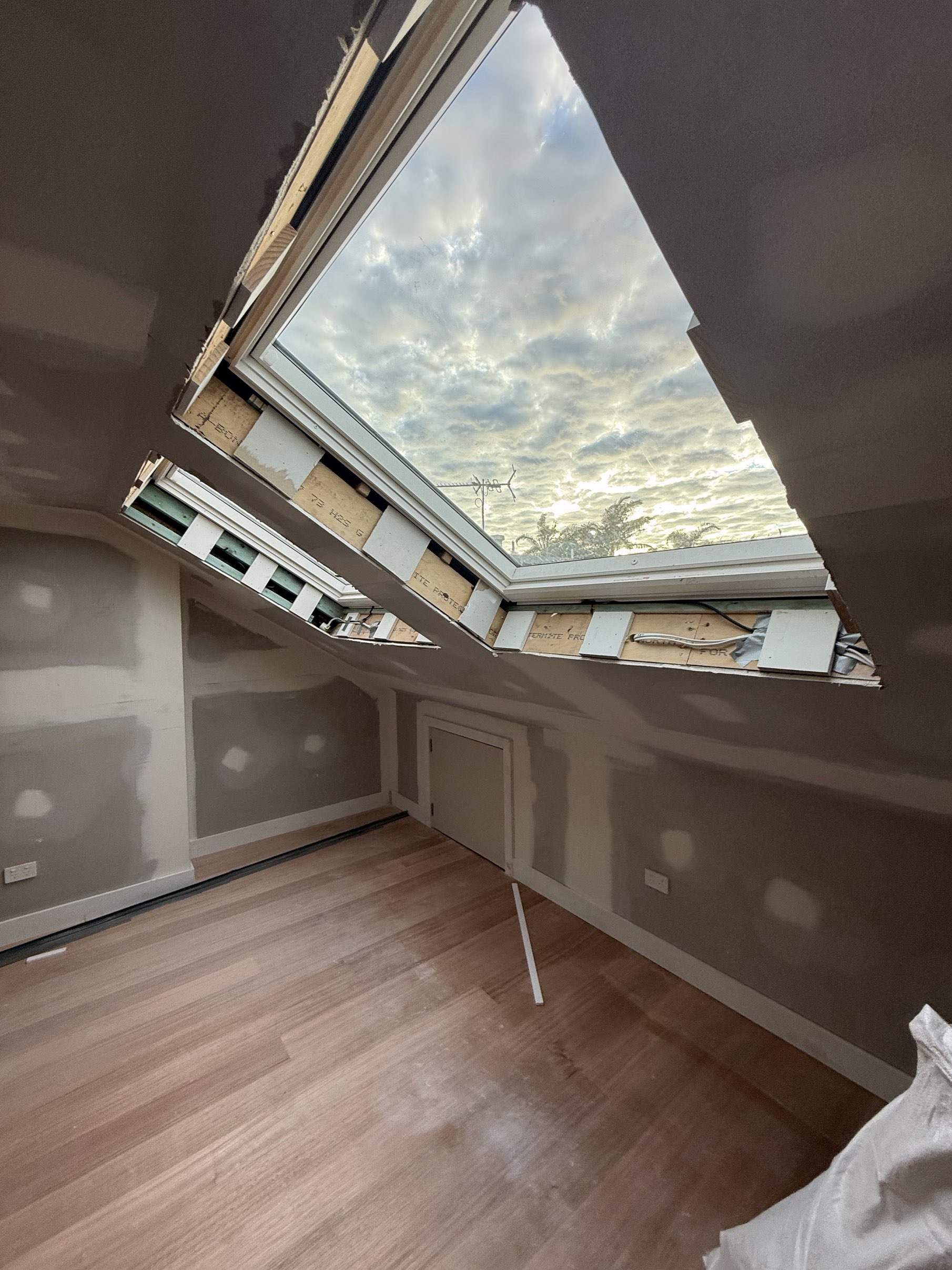 Bondi attic during - skylight installation