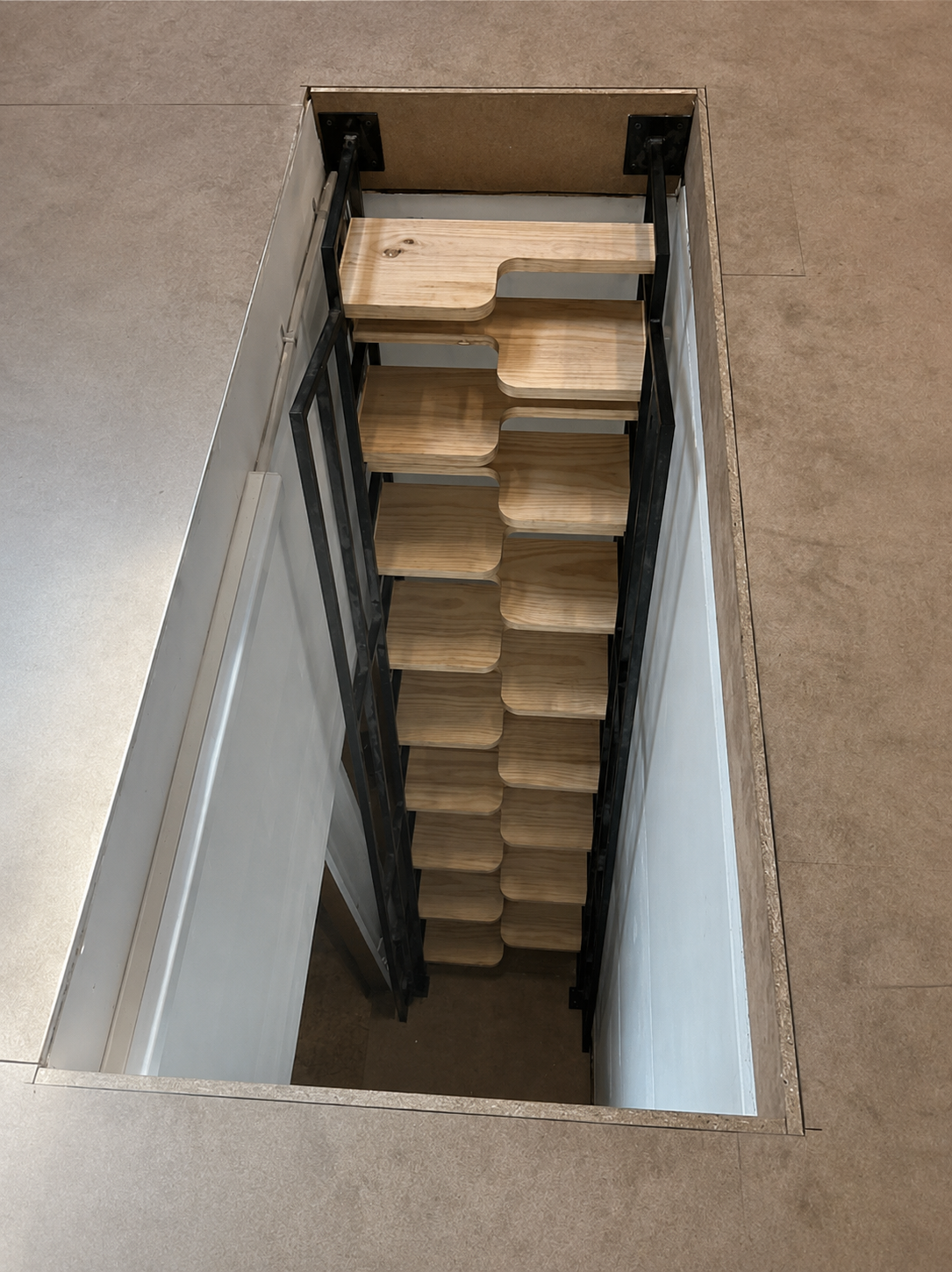 Burwood custom tread over tread ladder viewed from above