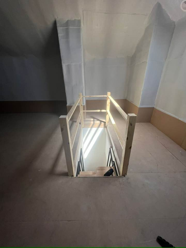 Burwood storage room showing hatch opening with safety rails