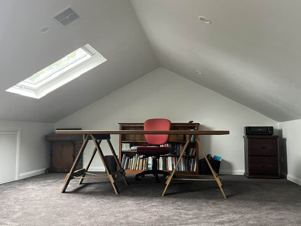 Concord home office desk area with skylight