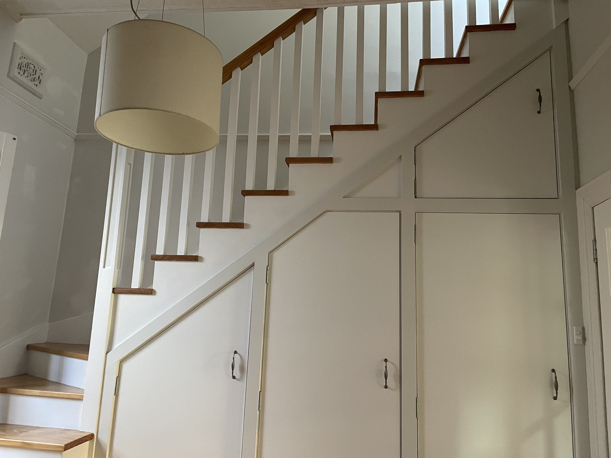 Drummoyne traditional timber staircase with built-in under-stair storage