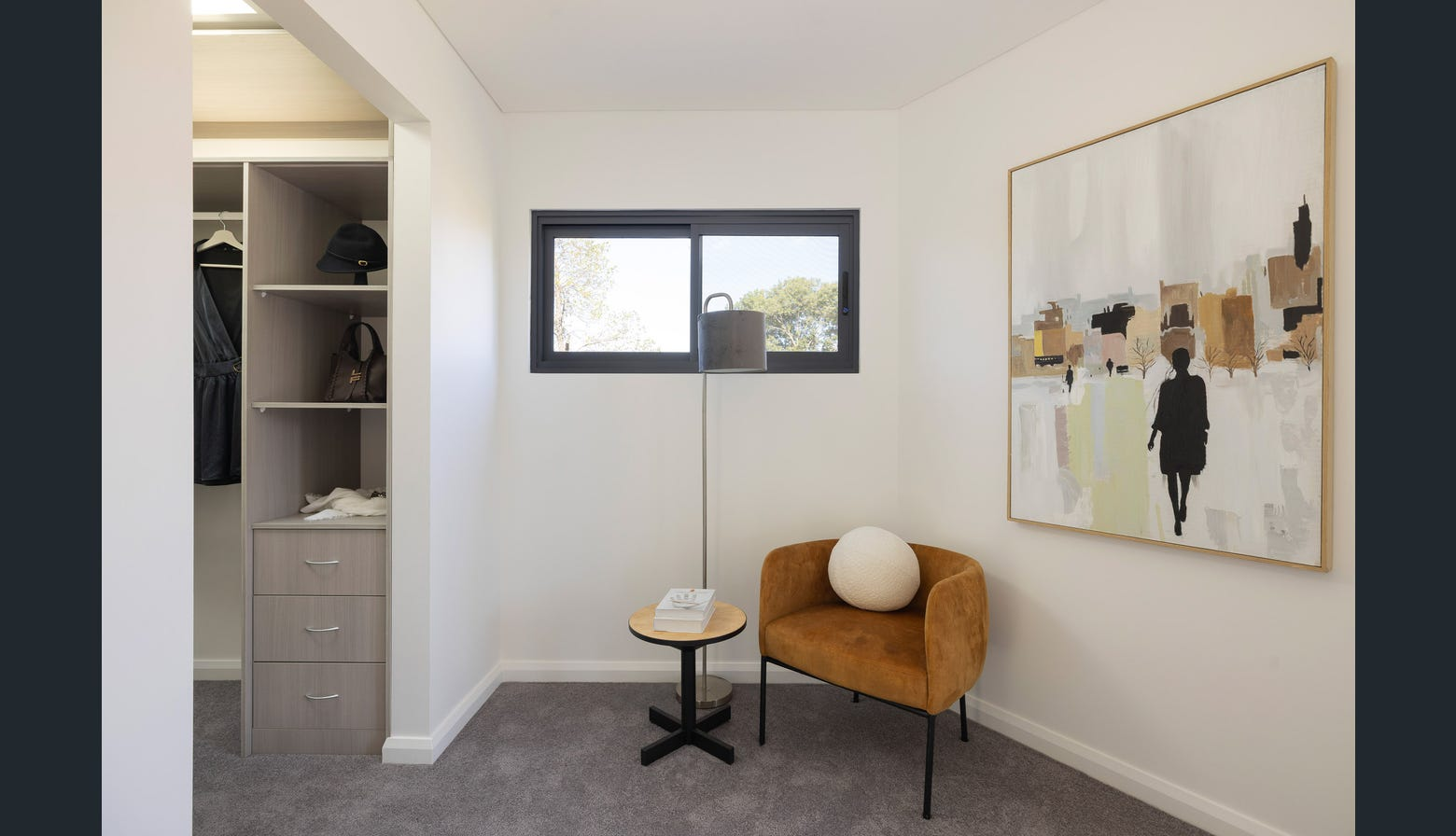 Ryde bedroom with built-in wardrobe and reading nook