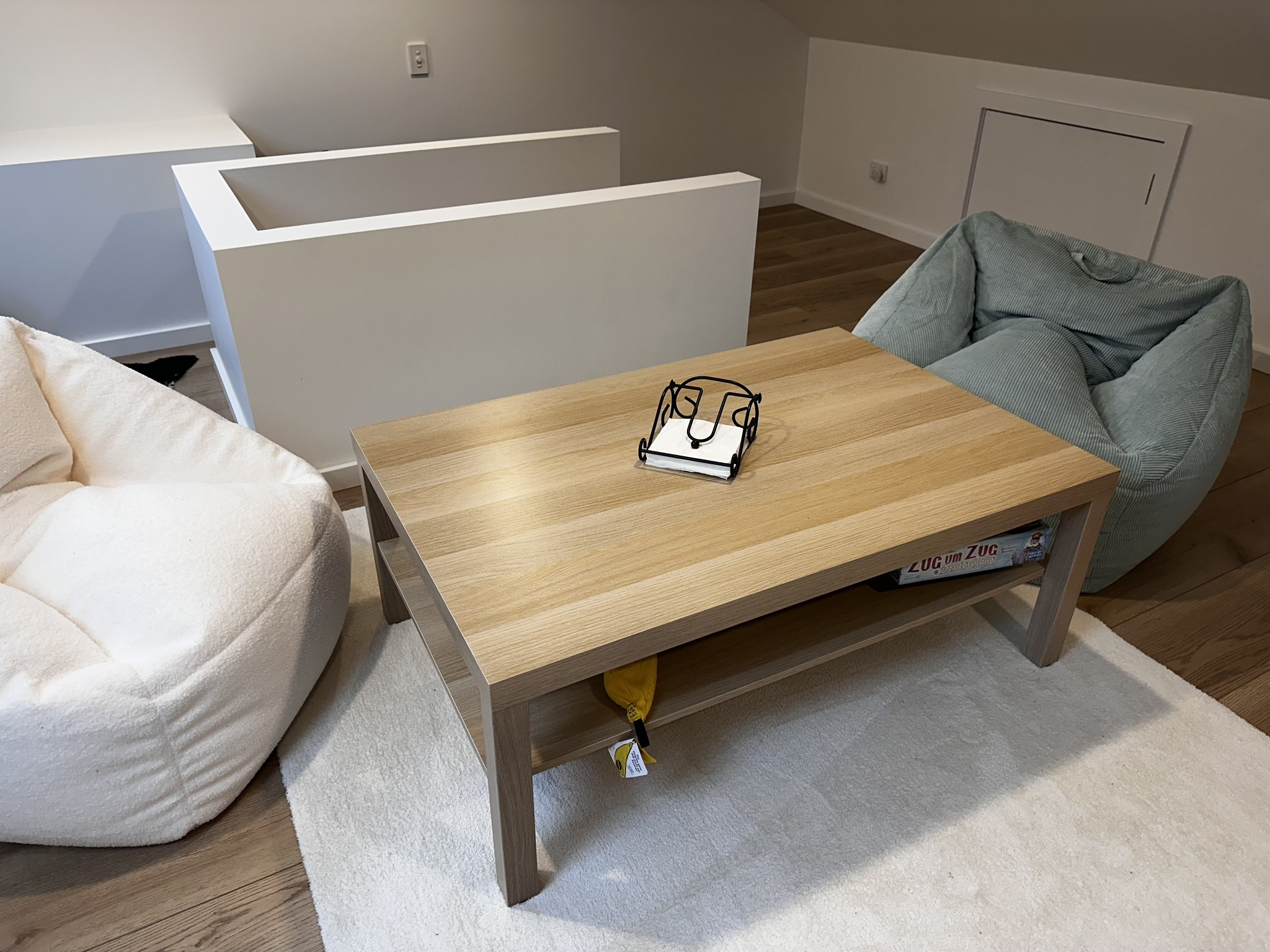 St Peters cozy lounge area with bean bags and coffee table